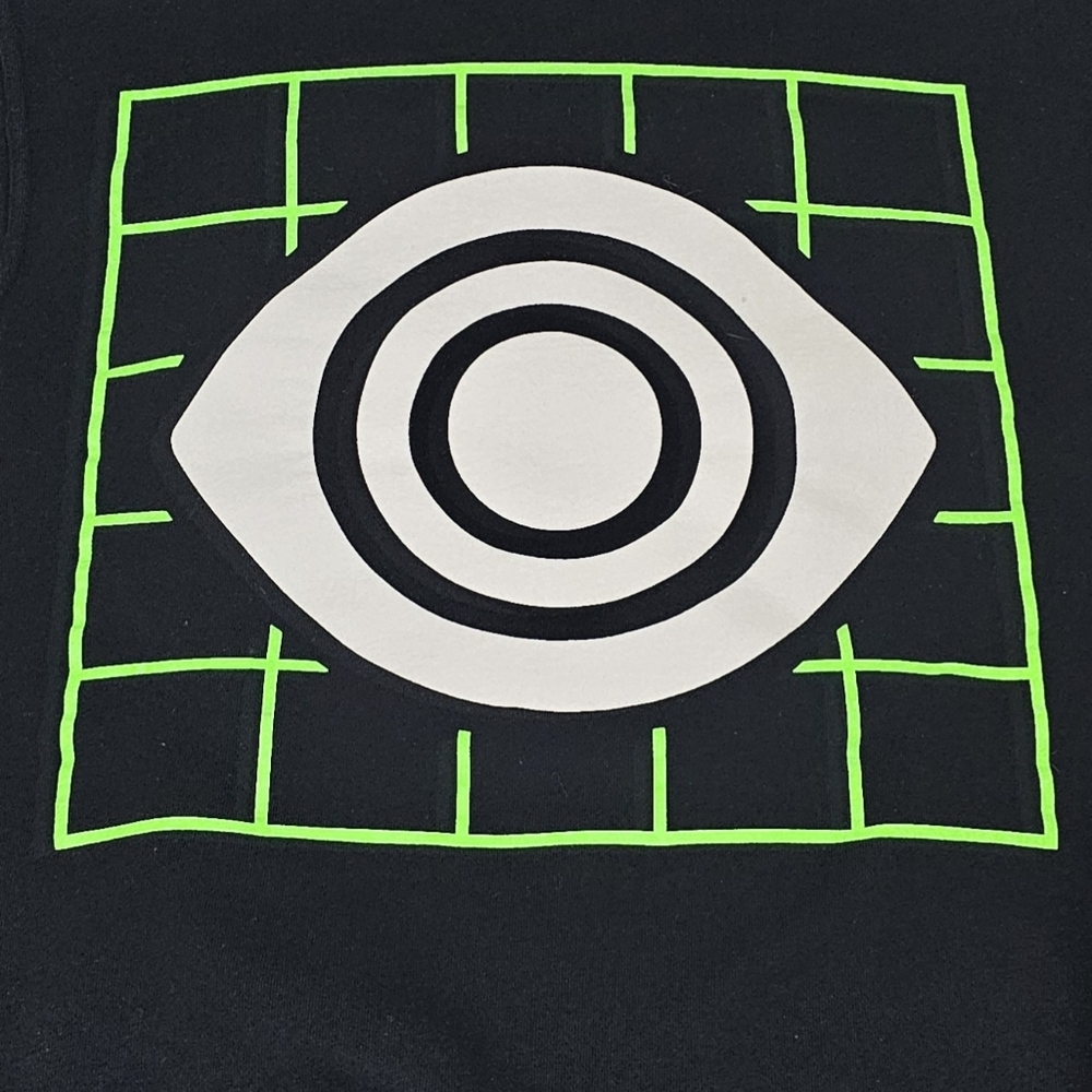 Insomniac Wide Awake Hoodie Men’s Small Black Neon Green EDM Rave Pullover - Picture 7 of 7